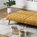 Mustard Color Modern Convertible Sofa 1Pc Set Couch Polyfiber Plush Tufted Cushion Sofa Living Room Furniture Wooden Legs Mustard Wood Primary Living Space Tufted Back Modern,Transitional Rubberwood Armless Fabric 2 Seat