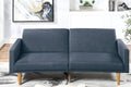 Modern Electric Look 1Pc Convertible Sofa Couch Navy Color Linen Like Fabric Cushion Wooden Legs Living Room Navy Primary Living Space Cushion Back Modern,Transitional Square Arms Fabric 2 Seat