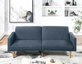 Modern Electric Look 1Pc Convertible Sofa Couch Navy Color Linen Like Fabric Cushion Wooden Legs Living Room Navy Primary Living Space Cushion Back Modern,Transitional Square Arms Fabric 2 Seat