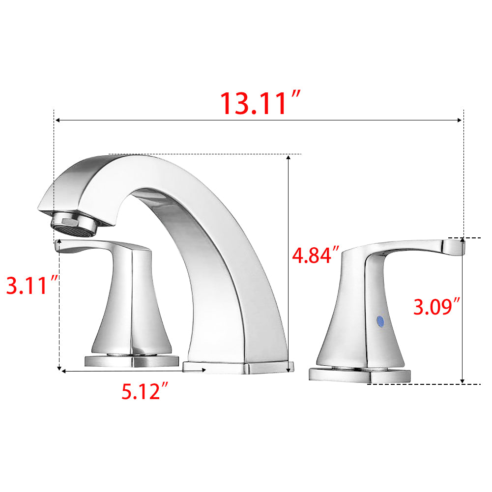 Widespread 2 Handles Bathroom Faucet With Pop Up Sink Drain Brushed Nickel Metal