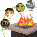 28Inch Outdoor Gas Fire Pit Table48,000 Btu, Square Outdside Propane Patio Firetable, Etl Certification, Bionic Wood Grain Lid, For Backyard, Garden, Party, Deck, Courtyard Brown Steel