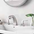 Widespread 2 Handles Bathroom Faucet With Pop Up Sink Drain Brushed Nickel Metal