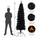 7.5Ft Black Slim Artificial Christmas Tree Includes Foldable Metal Stand Black Polyester