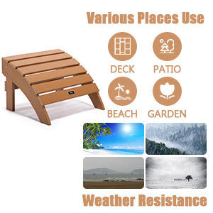 Tale Adirondack Ottoman Footstool All Weather And Fade Resistant Plastic Wood For Lawn Outdoor Patio Deck Garden Porch Lawn Furniture Brown Ban On Brown Wood Plastic