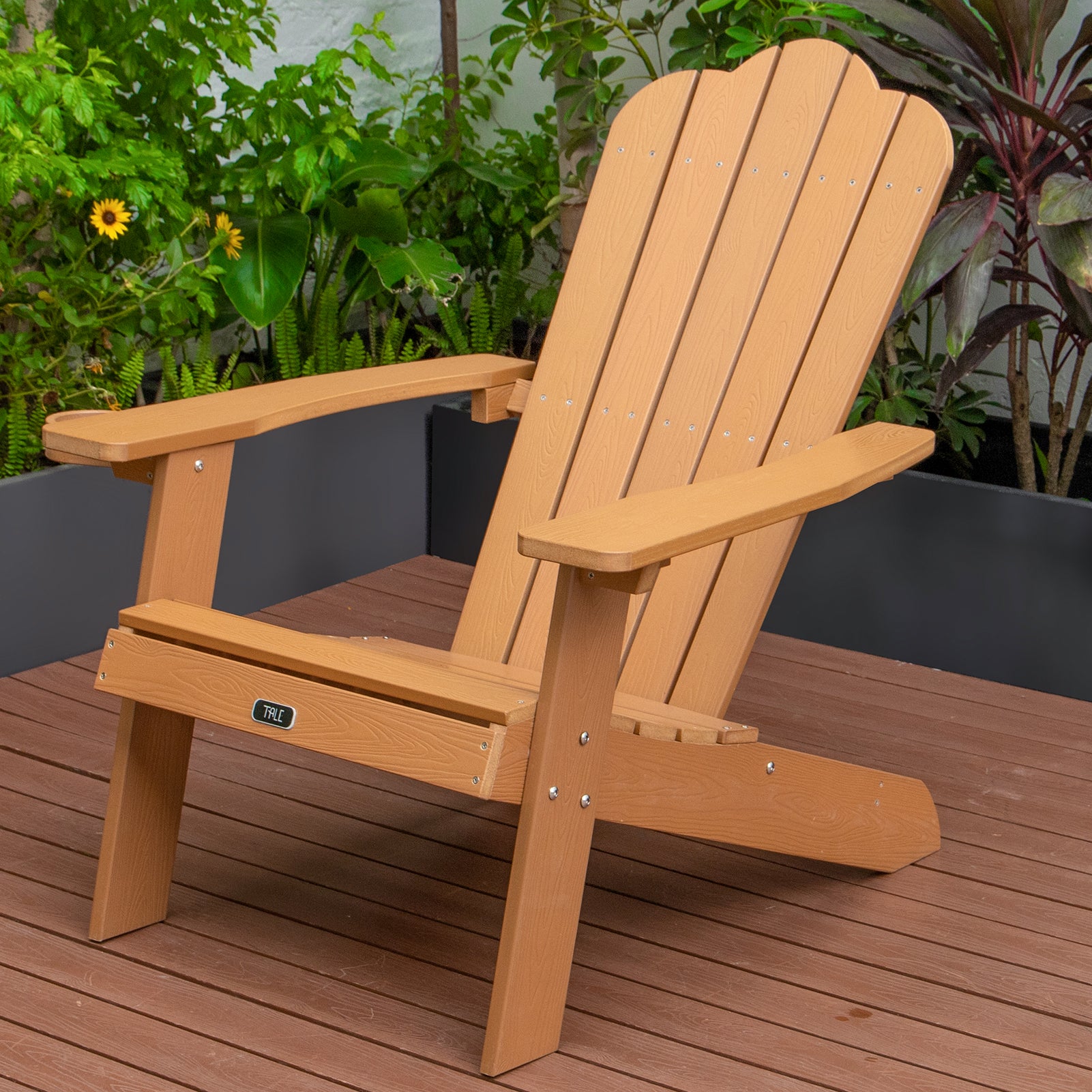 Tale Adirondack Chair Backyard Outdoor Furniture Painted Seating With Cup Holder All Weather And Fade Resistant Plastic Wood For Lawn Patio Deck Garden Porch Lawn Furniture Chairs Brown Ban On Brown Wood Plastic