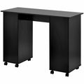 Home Mdf Computer Desk With 4 Drawers And A Storage Cabinet, Home Office Desk Writing Desk With Wheelsoffice Table Nail Art Table Beauty Desk For Bedroom Small Spaces, Black Black Mdf