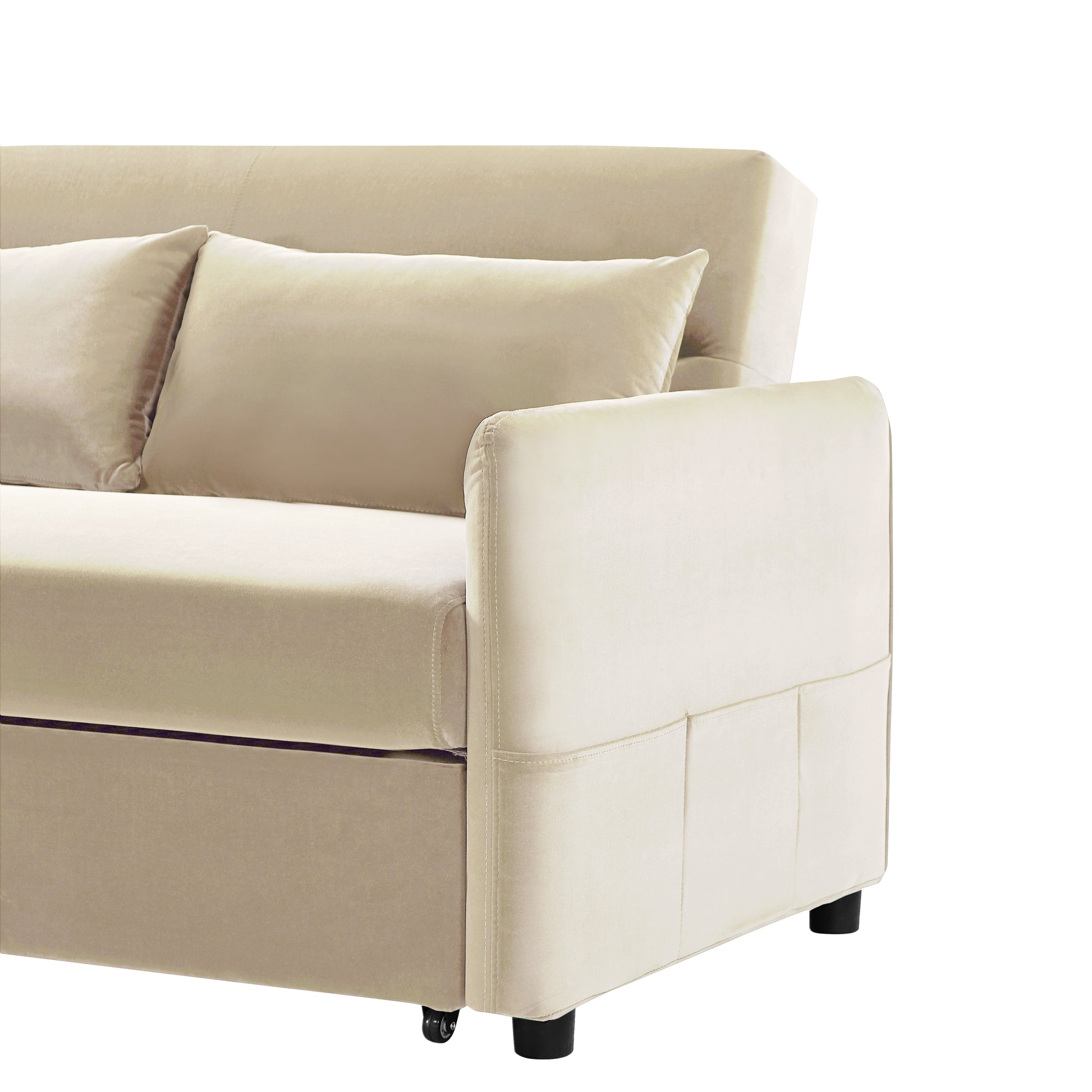 2033 Beige Leisure Beautiful Sofa Beige Velvet