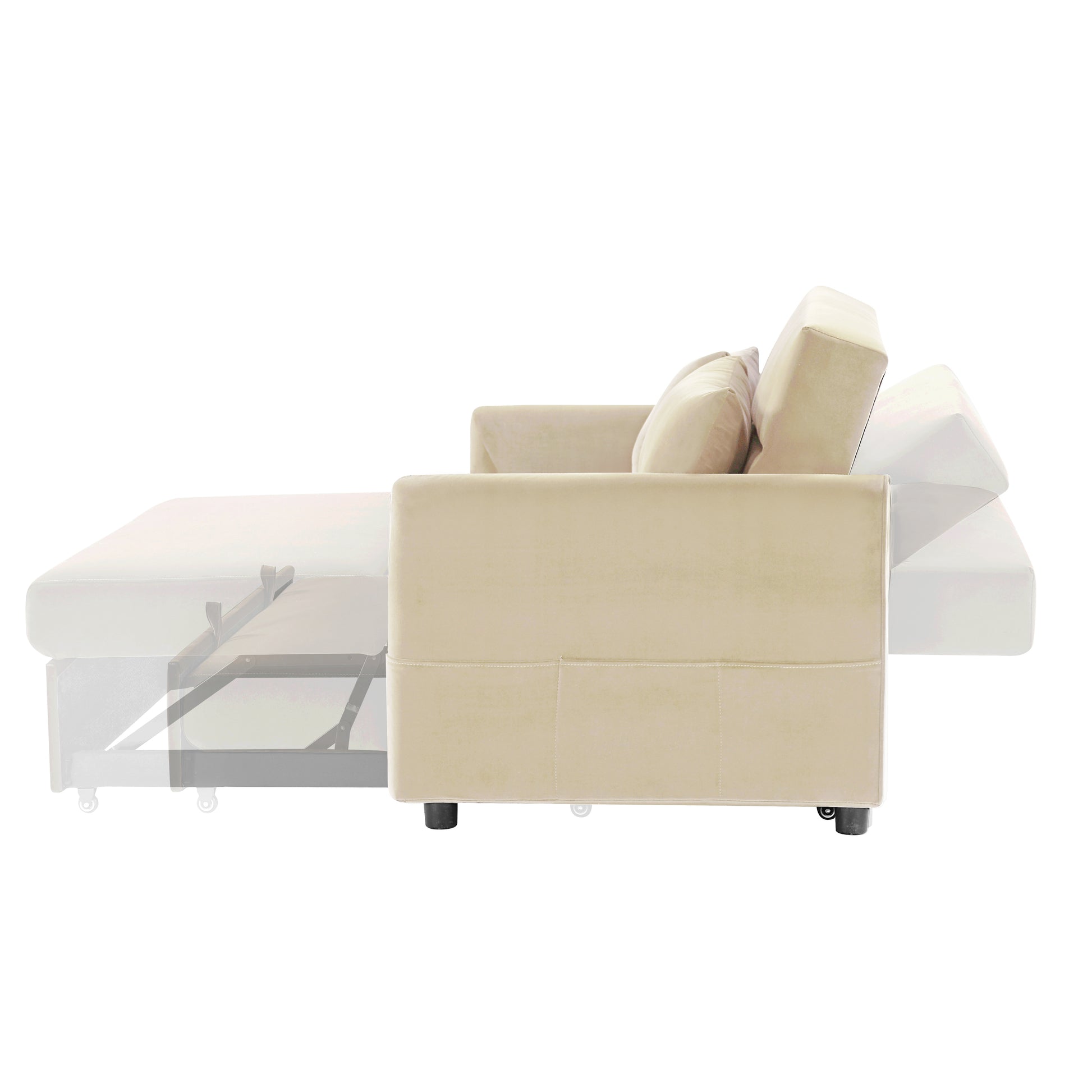 2033 Beige Leisure Beautiful Sofa Beige Velvet