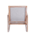 Solid Wood Linen Fabric Antique White Wash Painting Rocking Chair With Removable Lumbar Pillow Beige Foam Linen