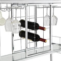 Bar Cart Kitchen Bar&Serving Cart For Home With Glass Holder And Wine Rack, 3 Tier Kitchen Trolley With Tempered Glass Shelves And Chrome Finished Chrome Glass Metal