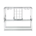 Bar Cart Kitchen Bar&Serving Cart For Home With Glass Holder And Wine Rack, 3 Tier Kitchen Trolley With Tempered Glass Shelves And Chrome Finished Chrome Glass Metal