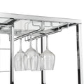 Bar Cart Kitchen Bar&Serving Cart For Home With Glass Holder And Wine Rack, 3 Tier Kitchen Trolley With Tempered Glass Shelves And Chrome Finished Chrome Glass Metal