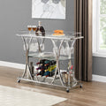 Contemporary Chrome Bar Cart with Wine Rack