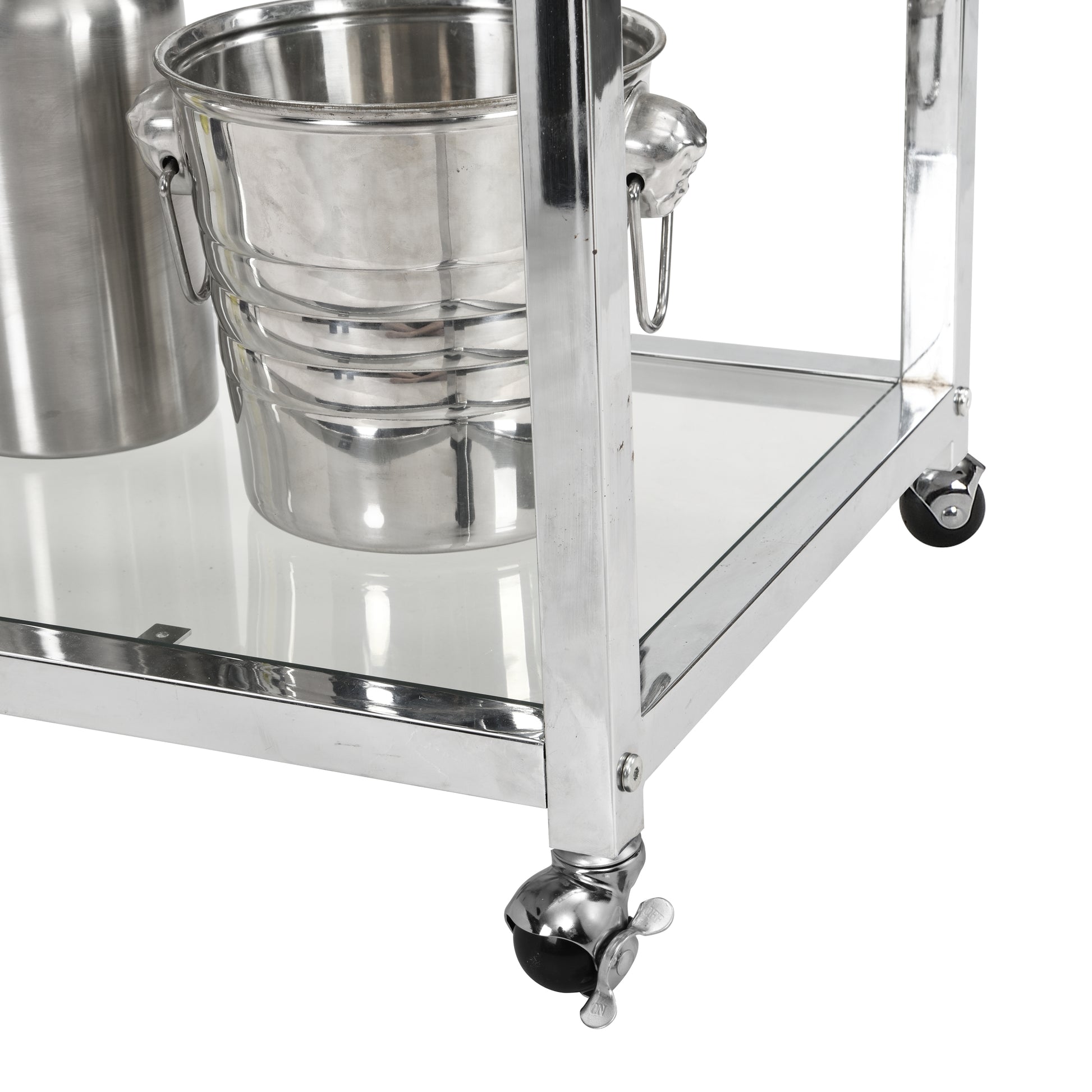 Contemporary Chrome Bar Serving Cart Silver