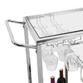 Contemporary Chrome Bar Serving Cart Silver