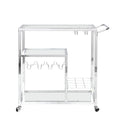 Contemporary Chrome Bar Serving Cart Silver