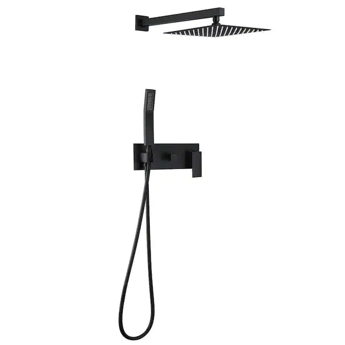 Wall Mounted Bathroom Rain Hot And Cold Complete Black Brass