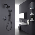 Round Shower System Wall Mounted Shower Faucet Rain Mixer Combo Set, Rain Shower Head Shower Set For Bathroom In Matte Black Matte Black Brass