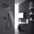 Round Shower System Wall Mounted Shower Faucet Rain Mixer Combo Set, Rain Shower Head Shower Set For Bathroom In Matte Black Matte Black Brass