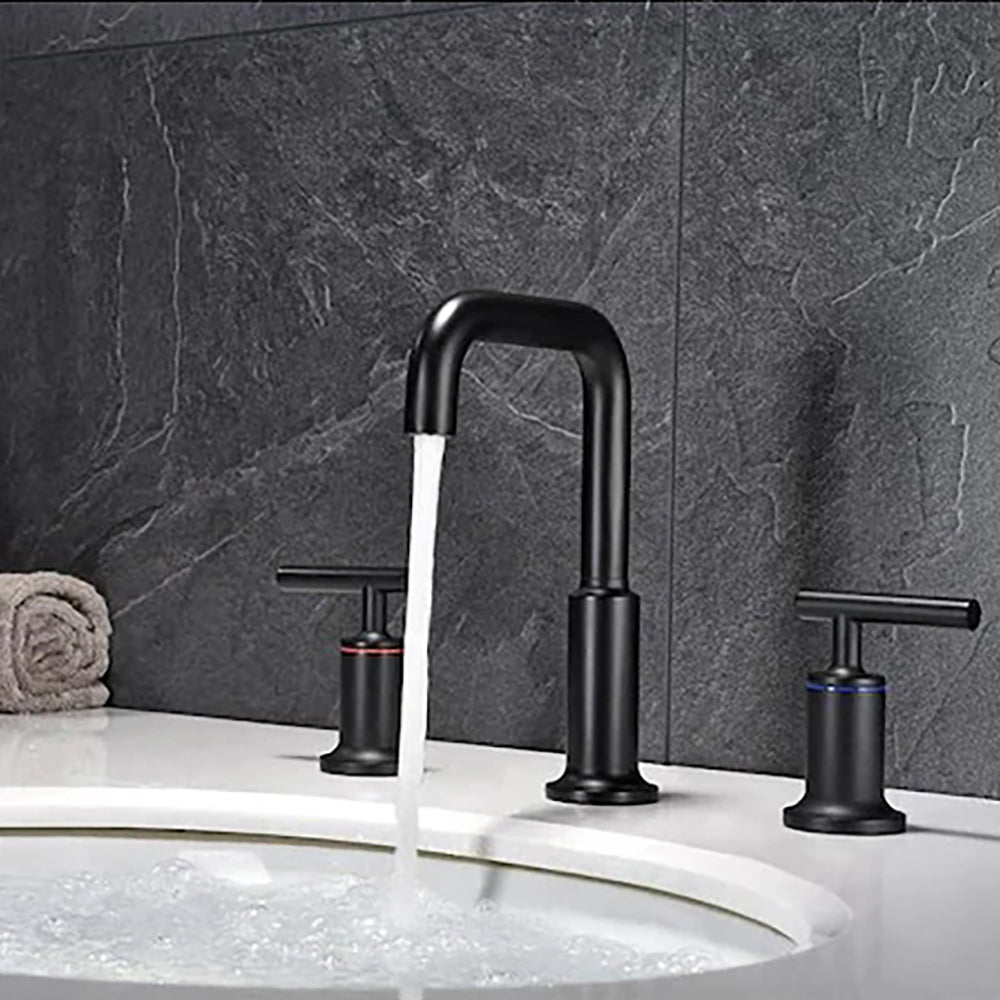 Matt Black Widespread Bathroom Sink Faucet With
