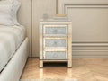 Mirrored Nightstand, Silver Bedside Tables, Mirrored End Table Side Table For Bedroom Living Room Silver Glass