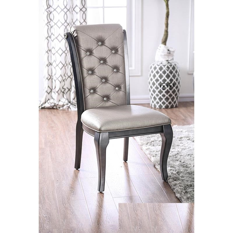 Amina Traditional Dining Chair Gray #Cm3219Gy Gray Gray Dining Room Contemporary Dining Chairs Rubberwood Tufted Back Solid Wood