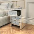 Mirrored Nightstand, Silver Bedside Tables, Mirrored End Table Side Table For Bedroom Living Room Silver Glass