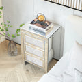 Mirrored Nightstand, Silver Bedside Tables, Mirrored End Table Side Table For Bedroom Living Room Silver Glass