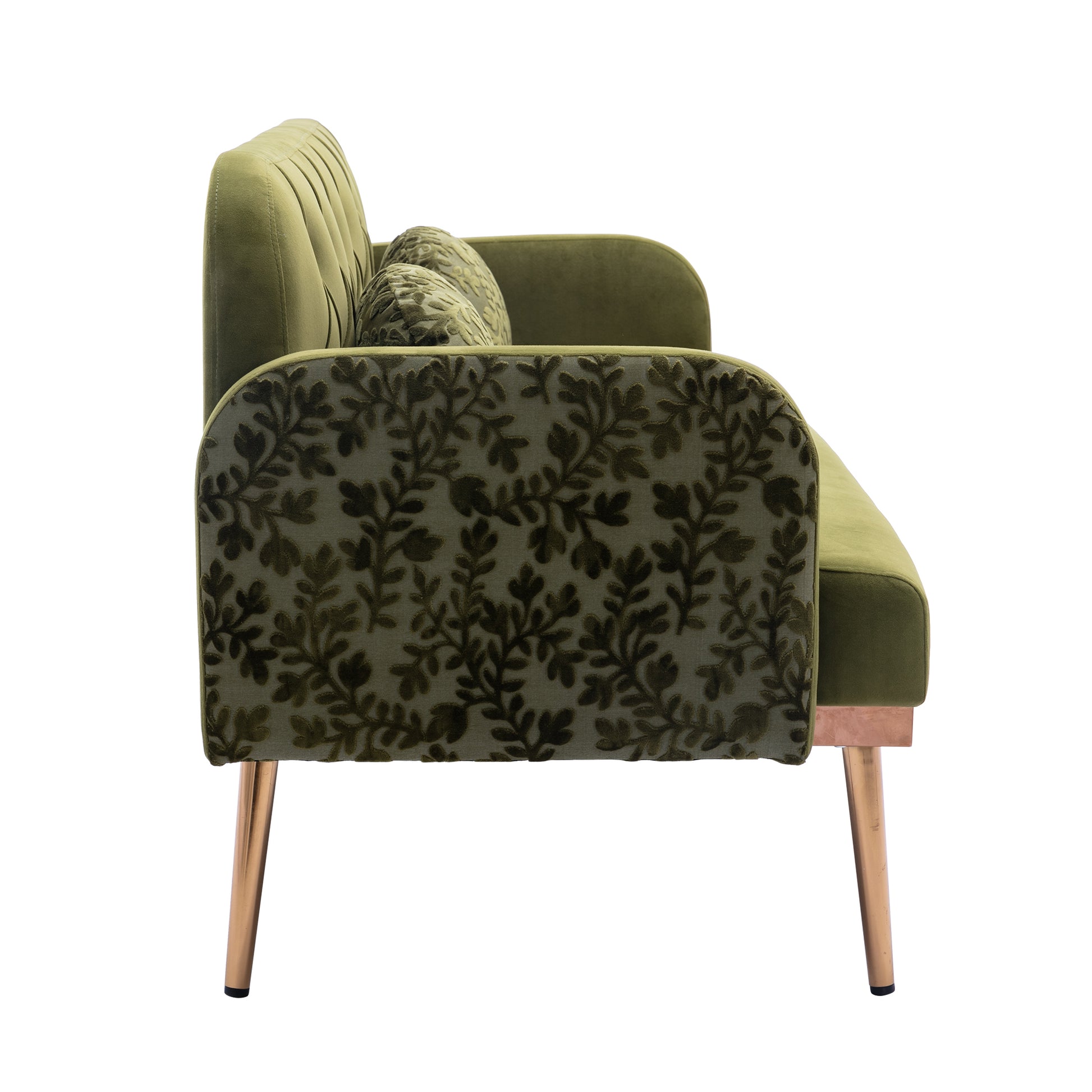 Coolmore Modern Velvet Loveseat Sofacomfy Upholstered 2 Seater Sofa With Gold Metal Legs, Small Loveseat Accent Couch For Living Bedroom Leisure Areas Green Velvet Green Foam Velvet 2 Seat