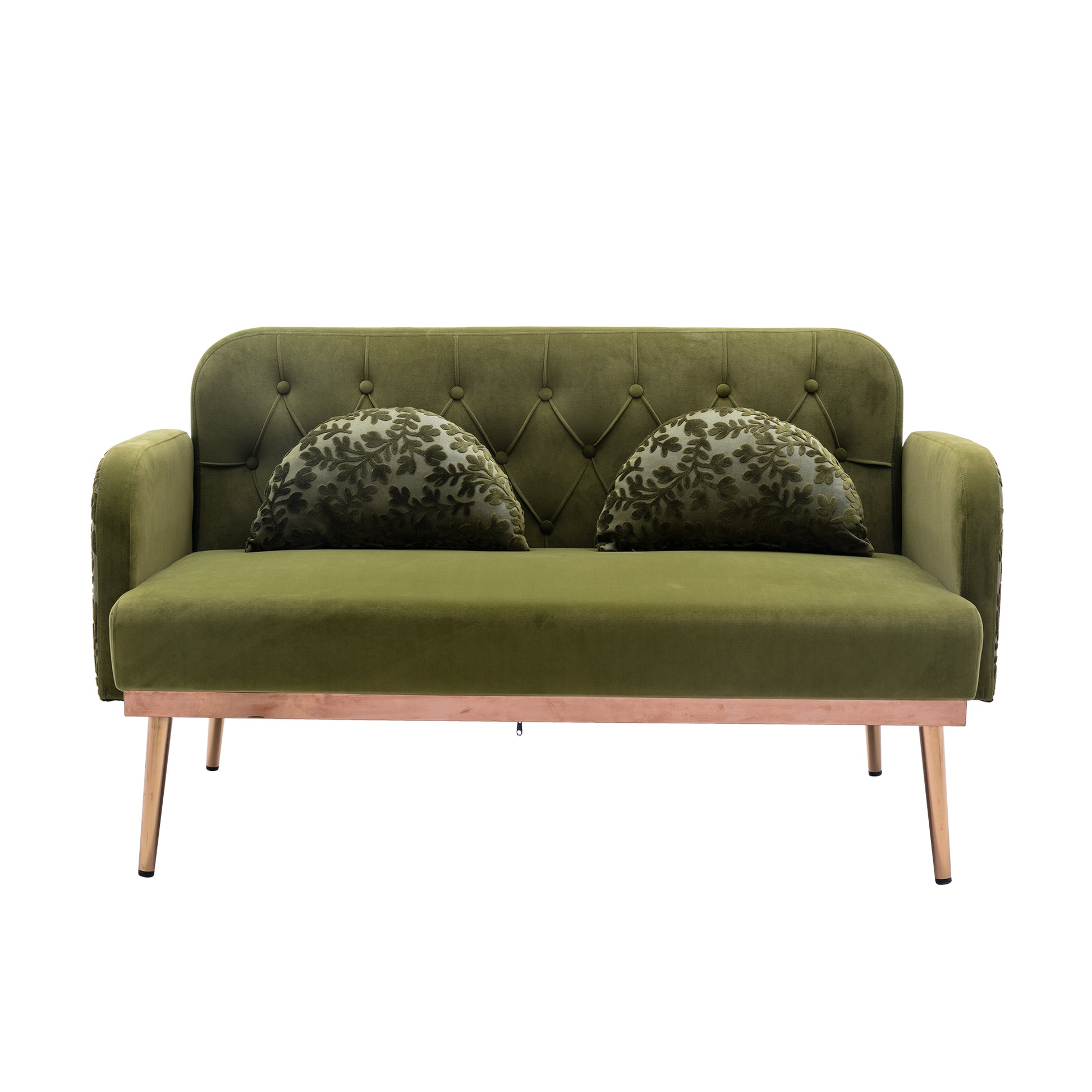 Coolmore Modern Velvet Loveseat Sofacomfy Upholstered 2 Seater Sofa With Gold Metal Legs, Small Loveseat Accent Couch For Living Bedroom Leisure Areas Green Velvet Green Foam Velvet 2 Seat