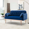 Coolmore Modern Velvet Loveseat Sofacomfy Upholstered 2 Seater Sofa With Gold Metal Legs, Small Loveseat Accent Couch For Living Bedroom Leisure Areas Navy Velvet Navy Foam Velvet 2 Seat