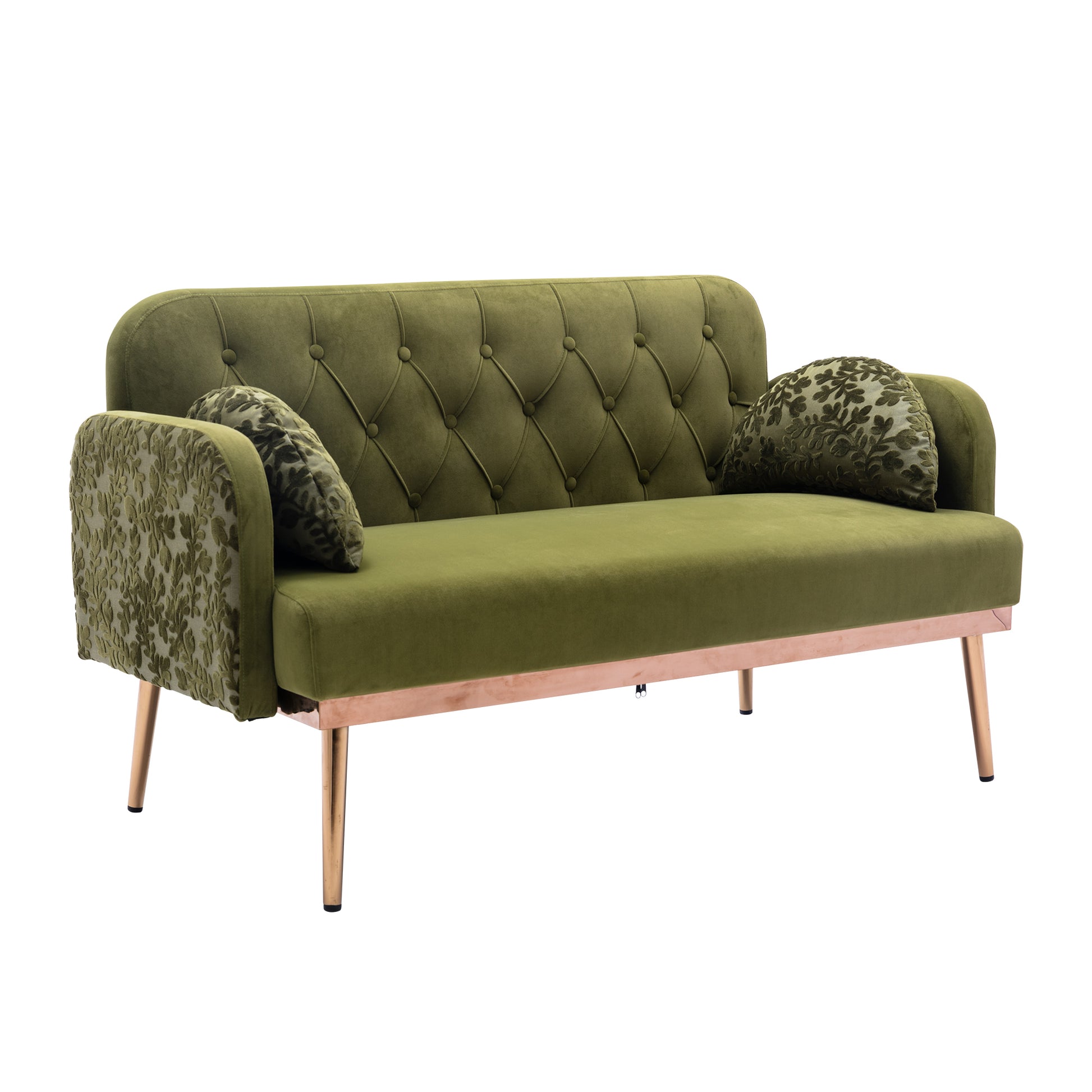 Coolmore Modern Velvet Loveseat Sofacomfy Upholstered 2 Seater Sofa With Gold Metal Legs, Small Loveseat Accent Couch For Living Bedroom Leisure Areas Green Velvet Green Foam Velvet 2 Seat