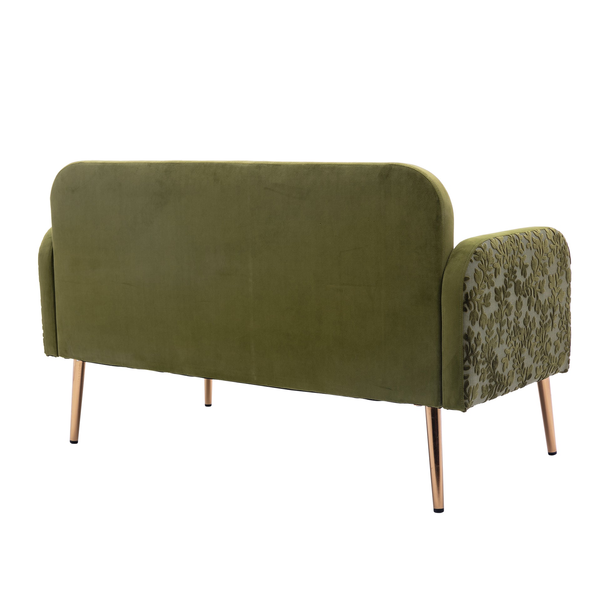 Coolmore Modern Velvet Loveseat Sofacomfy Upholstered 2 Seater Sofa With Gold Metal Legs, Small Loveseat Accent Couch For Living Bedroom Leisure Areas Green Velvet Green Foam Velvet 2 Seat
