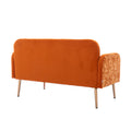 Coolmore Modern Velvet Loveseat Sofacomfy Upholstered 2 Seater Sofa With Gold Metal Legs, Small Loveseat Accent Couch For Living Bedroom Leisure Areas Orange Velvet Orange Foam Velvet 2 Seat