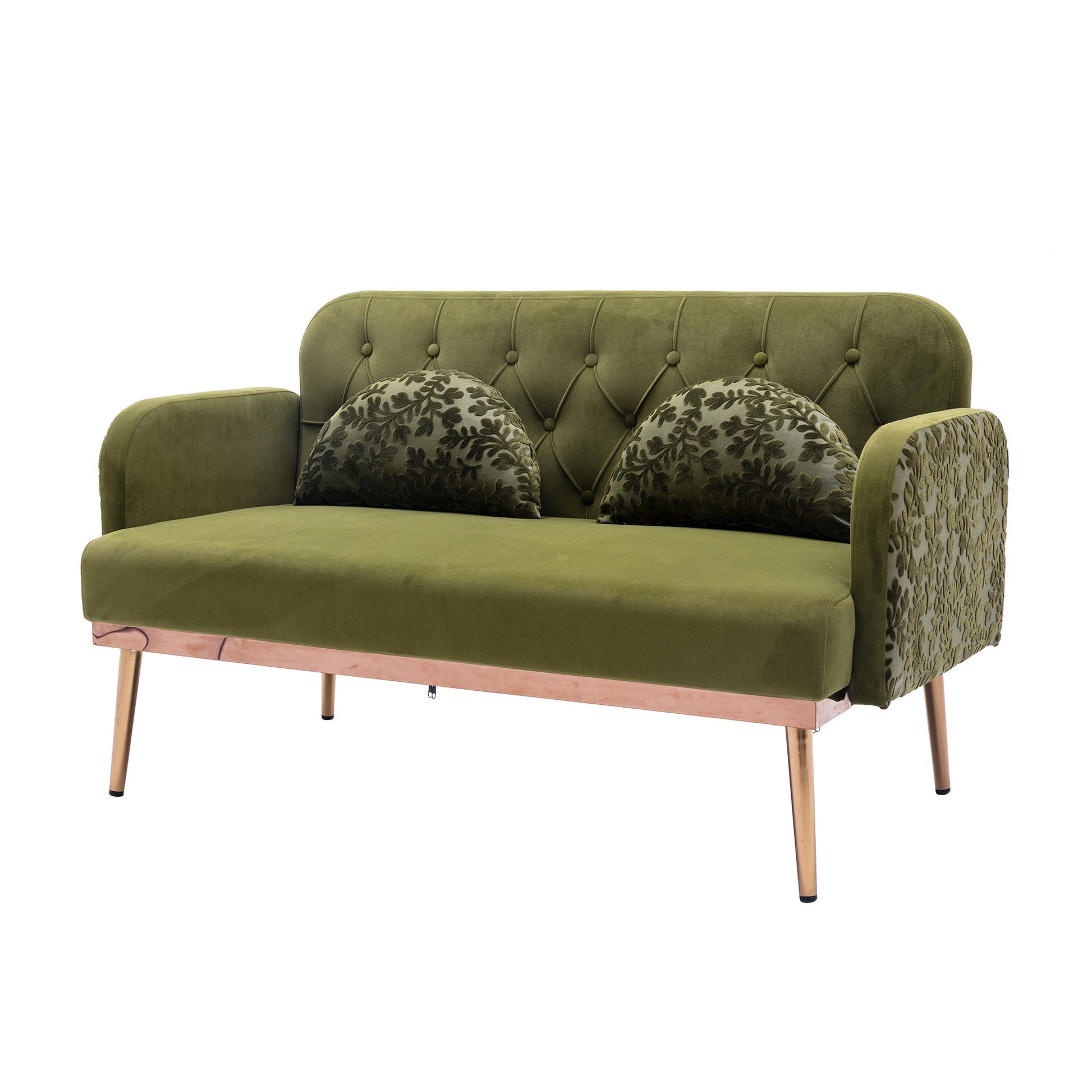 Coolmore Modern Velvet Loveseat Sofacomfy Upholstered 2 Seater Sofa With Gold Metal Legs, Small Loveseat Accent Couch For Living Bedroom Leisure Areas Green Velvet Green Foam Velvet 2 Seat