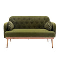 Coolmore Modern Velvet Loveseat Sofacomfy Upholstered 2 Seater Sofa With Gold Metal Legs, Small Loveseat Accent Couch For Living Bedroom Leisure Areas Green Velvet Green Foam Velvet 2 Seat
