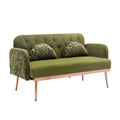 Coolmore Modern Velvet Loveseat Sofacomfy Upholstered 2 Seater Sofa With Gold Metal Legs, Small Loveseat Accent Couch For Living Bedroom Leisure Areas Green Velvet Green Foam Velvet 2 Seat