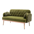 Coolmore Modern Velvet Loveseat Sofacomfy Upholstered 2 Seater Sofa With Gold Metal Legs, Small Loveseat Accent Couch For Living Bedroom Leisure Areas Green Velvet Green Foam Velvet 2 Seat