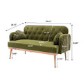 Coolmore Modern Velvet Loveseat Sofacomfy Upholstered 2 Seater Sofa With Gold Metal Legs, Small Loveseat Accent Couch For Living Bedroom Leisure Areas Green Velvet Green Foam Velvet 2 Seat