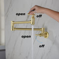 Pot Filler Faucet Wall Mount Gold Brass