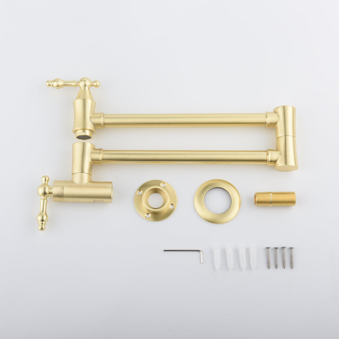 Pot Filler Faucet Wall Mount Gold Brass