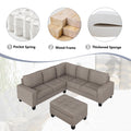 Orisfur. Sectional Corner Sofa L Shape Couch Space Saving With Storage Ottoman & Cup Holders Design For Large Space Dorm Apartment Brown Foam Linen