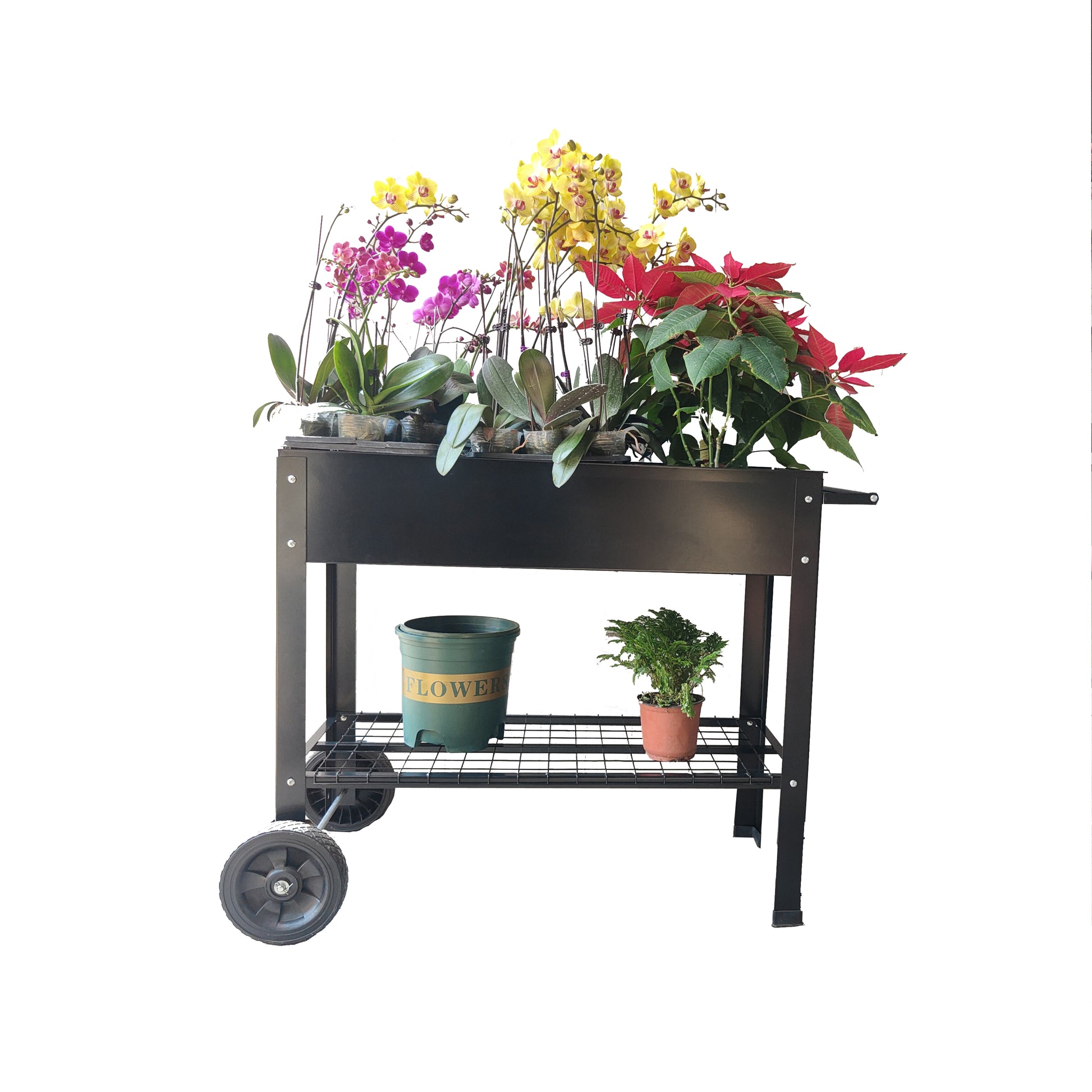 Mobile Metal Raised Garden Bed Cart With Legs, Elevated Tall Planter Box With Wheels For Outdoor Indoors House Patio Backyard Vegetables Tomato Diy Herb Grow Black Black Metal