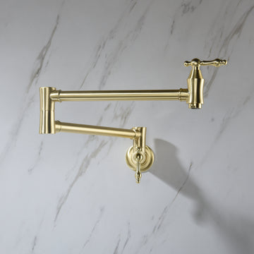 Pot Filler Faucet Wall Mount Gold Brass