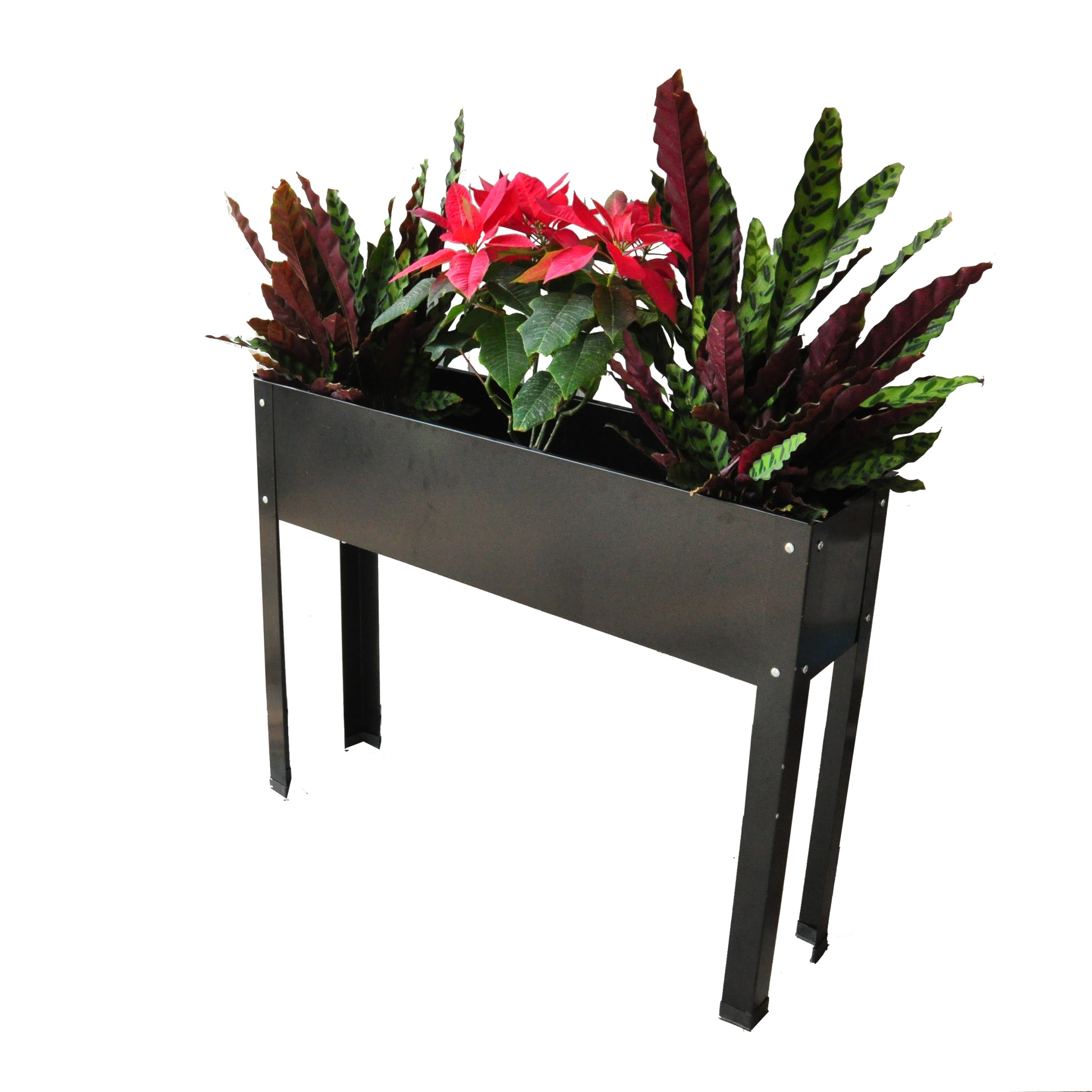 Elevated Garden Bed, Metal Elevated Outdoor Flowerpot Box, Suitable For Backyard And Terrace, Large Flowerpot, Suitable For Vegetable And Flower Book, Standard Size Black Steel