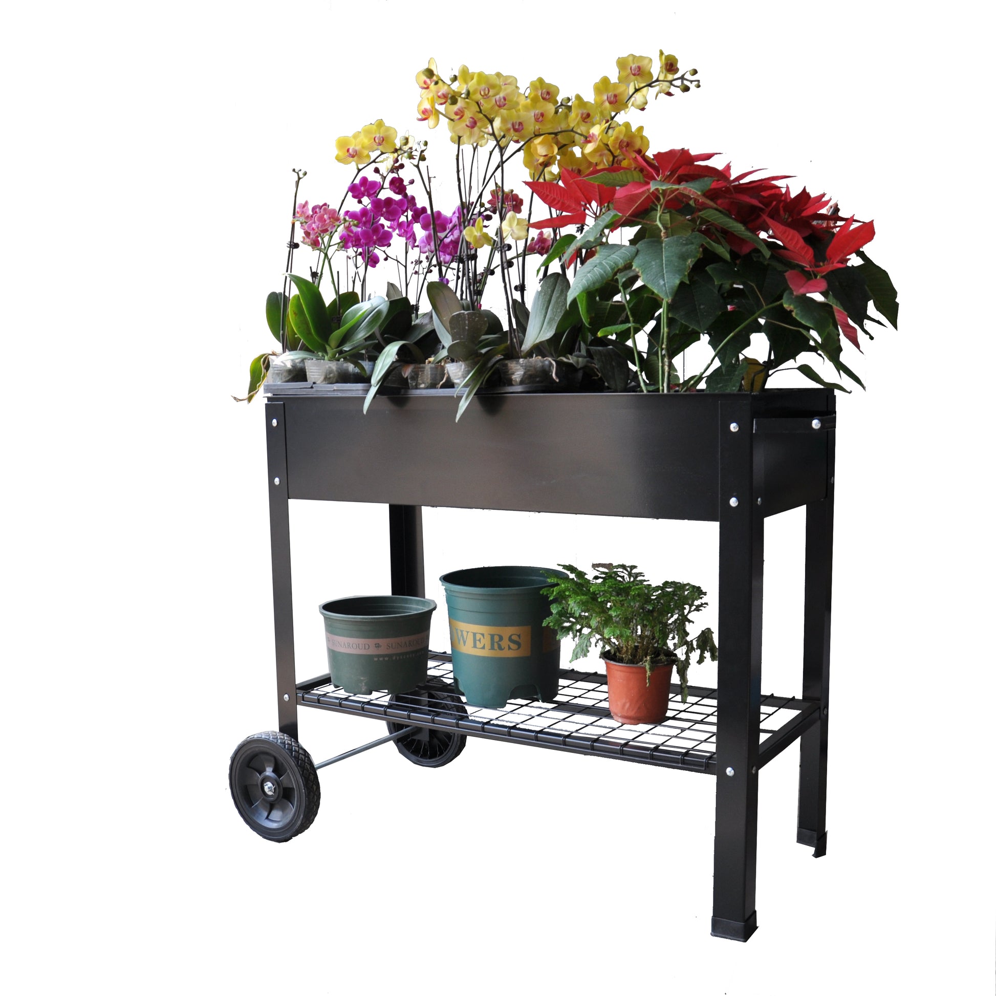 Mobile Metal Raised Garden Bed Cart With Legs, Elevated Tall Planter Box With Wheels For Outdoor Indoors House Patio Backyard Vegetables Tomato Diy Herb Grow Black Black Metal