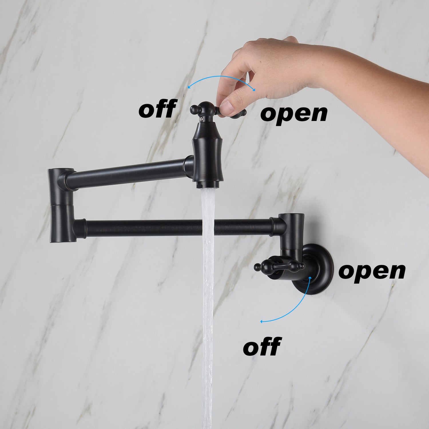 Pot Filler Faucet Wall Mount Matte Black Brass