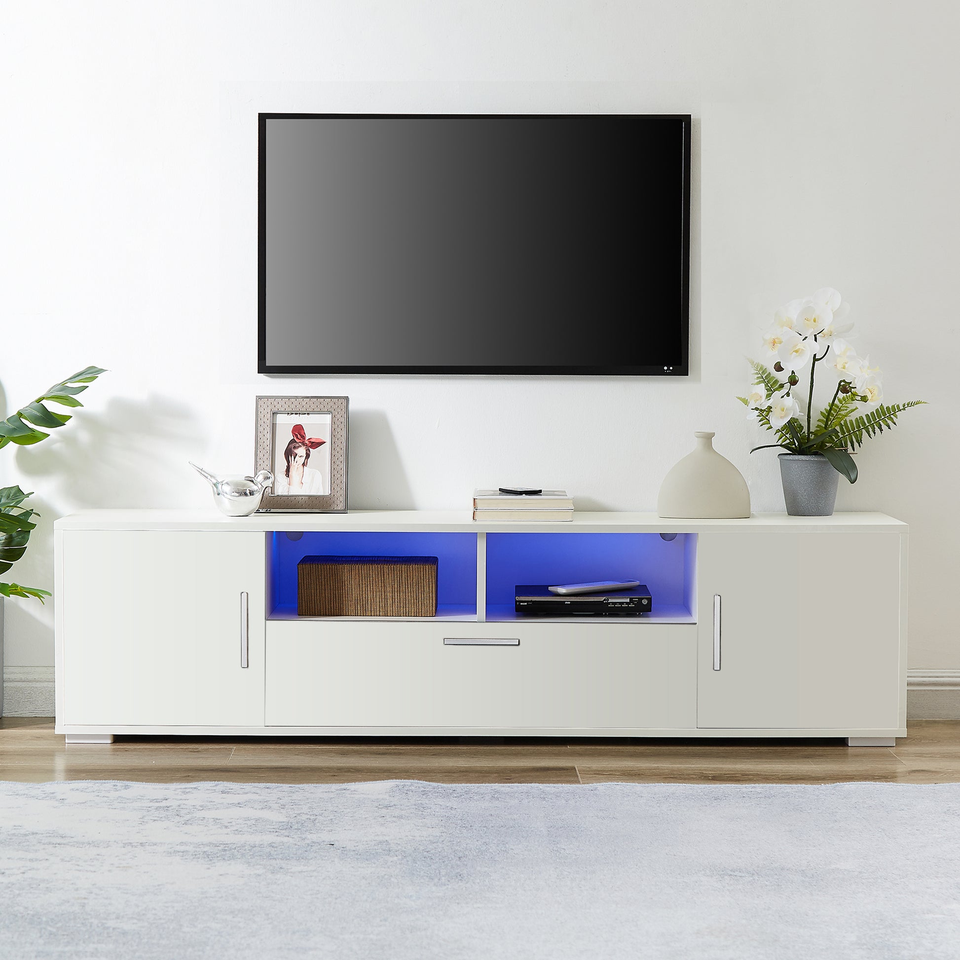 Quickassemblefashiontvstand,Tvcabinet,Entertainment Center Tv Station,Tvconsole,Console With Led Light Belt, Light Belt Can Be Remote Control,With Cabinets,Open Cells,For The Living