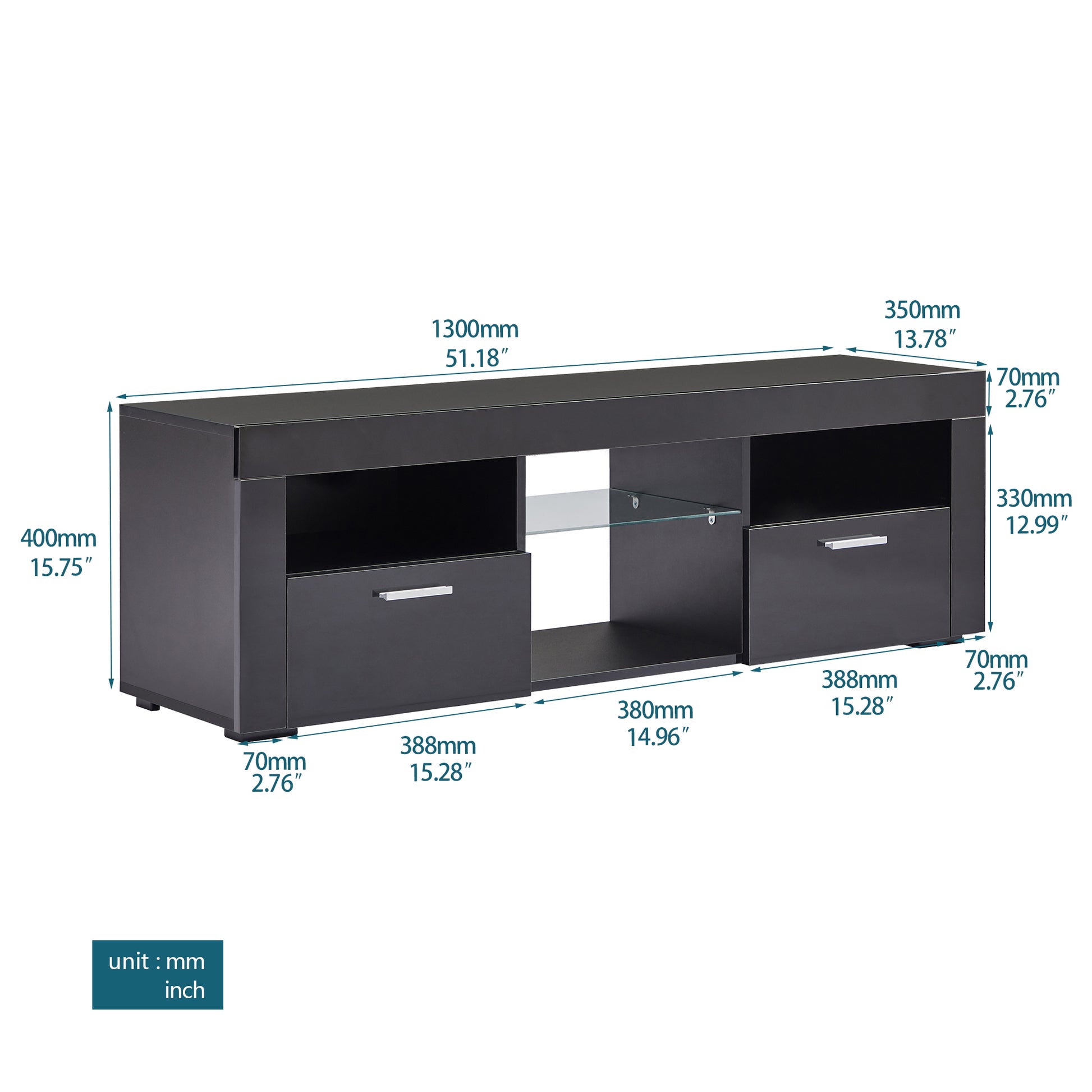 Black Morden Tv Stand With Led Lights,High Glossy Front Tv Cabinet,Can Be Assembled In Lounge Room, Living Room Or Bedroom,Color:Black Black 50 59 Inches Particle Board