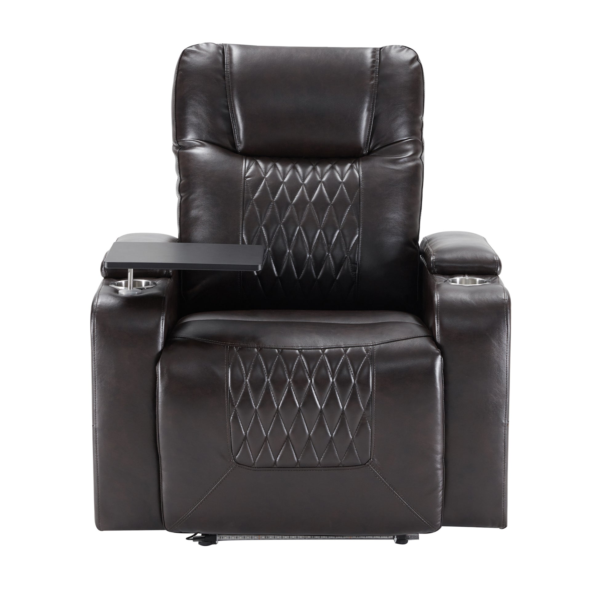 Power Motion Recliner With Usb Charging Port And Hidden Arm Storage 2 Convenient Cup Holders Design And 360 Swivel Tray Table,Black Old Sku: Sg000630Aab Black Foam Pu